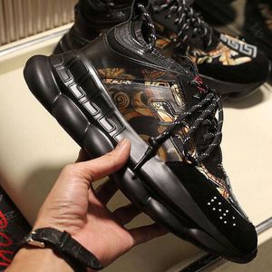 Zapatos Retro de Cuero Genuino de Alta Calidad, Zapatillas Deportivas de Otoño Cómodas para Hombre, Versache Chain Reaction, Moda Casual - Product Image 6