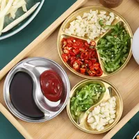 Plateaux multi-compartiments pour la restauration rapide, les écoles et les hôpitaux, plateau rond en métal, acier inoxydable, assiette à dîner