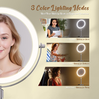Miroir de maquillage éclairé en acier inoxydable rechargeable miroir de courtoisie Led grossissant double face 1x/10x miroir lumineux cosmétique