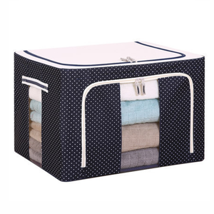 Large Capacity 66L Oxford Clothes Storage bags Fabric Collapsible Clear Window Metal Frame Storage Bin Boxes