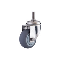 Roue pivotante industrielle en TPR gris de 4 pouces (100 mm) avec support en acier inoxydable