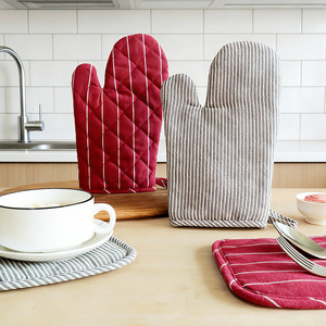 Mitaines de four de style nordique en coton résistantes à la chaleur, 26 cm, motif géométrique, pour la pâtisserie et la cuisine - Product Image 3
