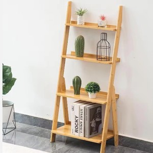 Ladder Shelf 4 Tier Wood <b>Storage</b> <b>Unit</b> For Living Room Standing Type Neatening Organizer - Product Image 3