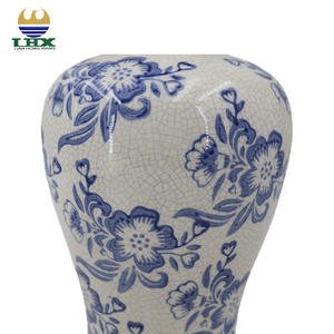 키 큰 파란색과 흰색 도자기 꽃병 Chinoiserie 세라믹 꽃병 균열 유약 거실 웨딩 탁상 장식 장식 장식 - Product Image 4