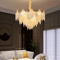 Lampe suspendue en feuille de verre dorée de luxe française, lustre décoratif moderne à LED avec service d'installation