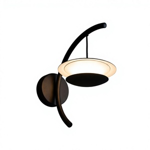 Modern Black Metal Wall Lamp Round Acrylic Shade 3500K Warm White LED Anti-Glare for Living Room Lumetal Vietnam - Product Image 1