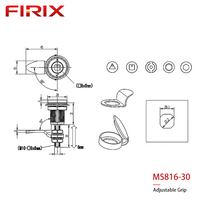 Loquet de compression réglable à poignée, en acier inoxydable poli, étanche et antivol, à clé, modèle MS816-30 |   Insert à double tête