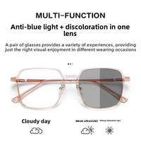 Lunettes photochromiques anti-lumière bleue NYY, monture carrée transparente, verres à transition de couleur pour femmes et hommes, protection UV400
