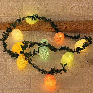 DAMAI Easter LED <b>String</b> <b>Lights</b> Cracked Egg Green Leaf Vine Design Festive Fairy <b>Lights</b> for Easter Holiday Party Home Decor - Product Image 1