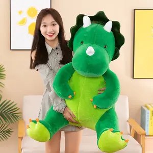 Brinquedo de pelúcia de dinossauro 60cm super macio adorável dragão dinossauro verde, presente adorável para crianças, novo estilo personalizado por atacado