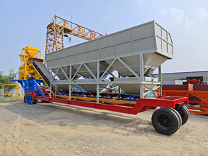 Planta mezcladora de hormigón húmedo móvil lista para mezclar 90m ³/H Mezclador de doble eje Ventas directas de fábrica con componentes de núcleo de PLC portátil - Product Image 3