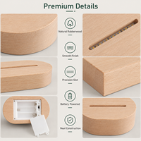 Base de Lámpara LED de Madera Creativa, con Alimentación por Batería, Acabado Natural, Soporte de Exhibición con Ilusión 3D para Placas Acrílicas Personalizadas, Venta al Por Mayor