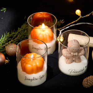 Gingerbread Man Cup Scented <b>Candle</b> Creative Fragrance Ornament Pumpkin Shaped Aroma <b>Candle</b> Holiday <b>Gift</b> - Product Image 2