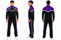 Vêtements d'entraînement de cheerleading pour femmes, ensemble deux pièces personnalisé avec strass, veste zippée et pantalon, vente en gros