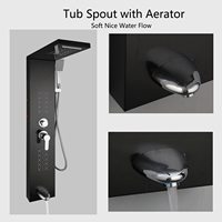 Système de douche colonne LED avec jets pluie et cascade, jets corps entier, douchette à main, bec de baignoire et modes de pulvérisation massants