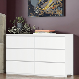 Meuble moderne en placage de bois blanc, six tiroirs de rangement, buffet, <span class=keywords><strong>commode</strong></span>, armoire - Product Image 2
