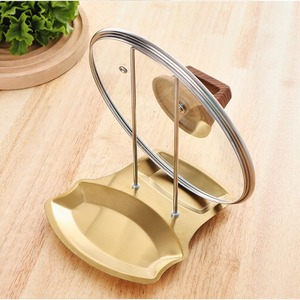 Stainless Steel Pot Lid <b>Rack</b> Multi Functional <b>Kitchen</b> Storage Organizer For Countertop With Ladle And Spatula Holder - Product Image 3
