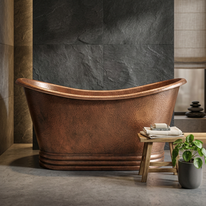 Baignoire de luxe artisanale pour la maison et l'hôtel, baignoire autoportante en cuivre martelé, baignoire ovale en métal - Product Image 1