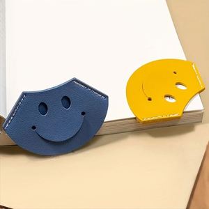 Smiling Face Pu Leather <b>Bookmark</b> Cute Page Corner Marker Accessory for Book Lovers <b>Gift</b> - Product Image 5