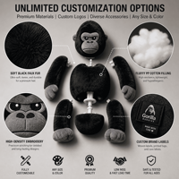 Fabricant de peluches personnalisées de gorilles, OEM ODM, vente en gros, poupée réaliste en peluche pour mascottes de marque et articles cadeaux