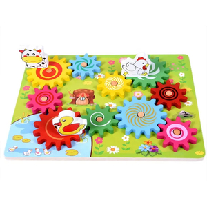 Jouets éducatifs Montessori en bois pour enfants, blocs d'assemblage d'engrenages, puzzles, jeux de société de correspondance des couleurs sur le thème de l'océan et de la planète - Product Image 3
