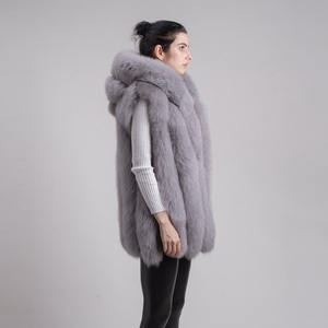 QIUCHEN QC9484 femmes manteau de fourrure d'hiver véritable <span class=keywords><strong>gilet</strong></span> de fourrure de renard véritable <span class=keywords><strong>gilet</strong></span> de fourrure longue - Product Image 4