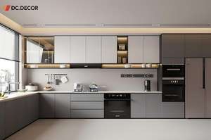 Cuisine modulaire spacieuse avec armoires en acier inoxydable, <span class=keywords><strong>plan</strong></span> <span class=keywords><strong>de</strong></span> <span class=keywords><strong>travail</strong></span> en <span class=keywords><strong>granit</strong></span> et mélamine, bois massif pour cuisine moderne <span class=keywords><strong>de</strong></span> grande taille, villa <span class=keywords><strong>de</strong></span> luxe - Product Image 2