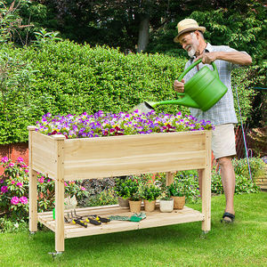 Jardinière surélevée moderne en bois pour extérieur avec roues, bac à plantes portable <span class=keywords><strong>hors</strong></span> <span class=keywords><strong>sol</strong></span>, mobilier d'extérieur - Product Image 6