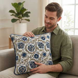 Designer Cotton Piping Cushion Cover Soft Decorative Throw Pillow Cover for <b>Sofa</b> Bed Couch Living Room Hotel Office Decor - Product Image 1
