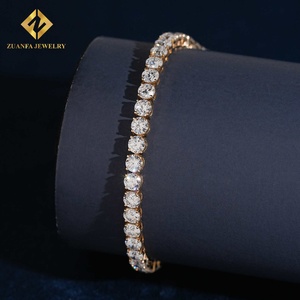 ZUANFA JEWELRY 4mm Round Brilliant Cut Lab Grown Diamond Tennis Bracelet Gold Plated Jewelry Luxury 925 Bracelet - Product Image 3