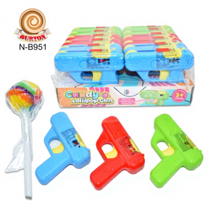 Funny Mini Stretch Toy <strong>Gun</strong> with Halal Sweet Colourful Fruity Flavor <strong>Lollipop</strong> Hard Candy - Product Image 1