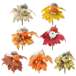 Zucche artificiali Decorative bacche finte piante autunnali per feste festa del papà aggiungere rami di alberi per decorazioni all'aperto - Product Image 1