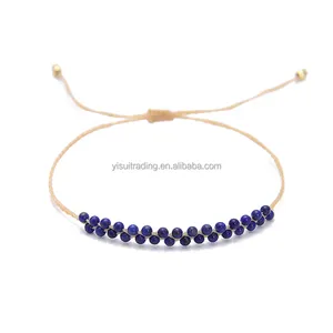 Wholesale Gemstone Adjustable Women 3mm Stone Bead Bracelet Fashion Jewelry Amethyst Jasper Turquoise Agate