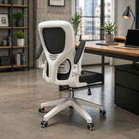Chaise de bureau ergonomique moderne pour la maison, chaise de direction pivotante avec appui-tête réglable, accoudoirs fixes, base en plastique BIFMA