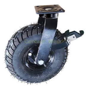 充气10英寸旋转工业橡胶轮胎充气脚轮高球滚道容器脚轮