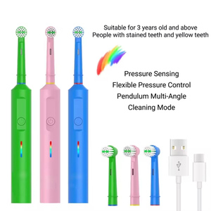 Brosse à dents électrique rotative à 360° pour enfants de 3 à 12 ans, rechargeable, modèle adulte et étudiant - Product Image 2