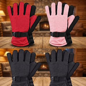 Winter Insulated <b>Ski</b> <b>Gloves</b> Waterproof Touchscreen Thermal Full Finger Polyester Fleece Drawstring Closure Snowboarding Custom - Product Image 3