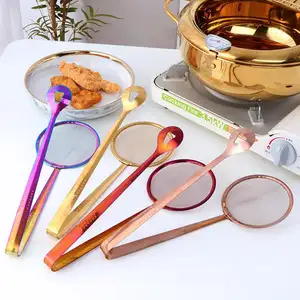 Gold Kitchen Accessories Fried Food Colander Filter Stainless Steel Wire Mesh Frying Oil Strainer