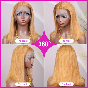 Peluca BOB con Frente de Encaje, Cabello Humano Liso 13x4 # 30 Pelucas de Cabello Humano Corto Estilo Bob, Color Castaño Dorado, 200% de Densidad, Peluca Bob Frontal, Cabello Brasileño - Product Image 3