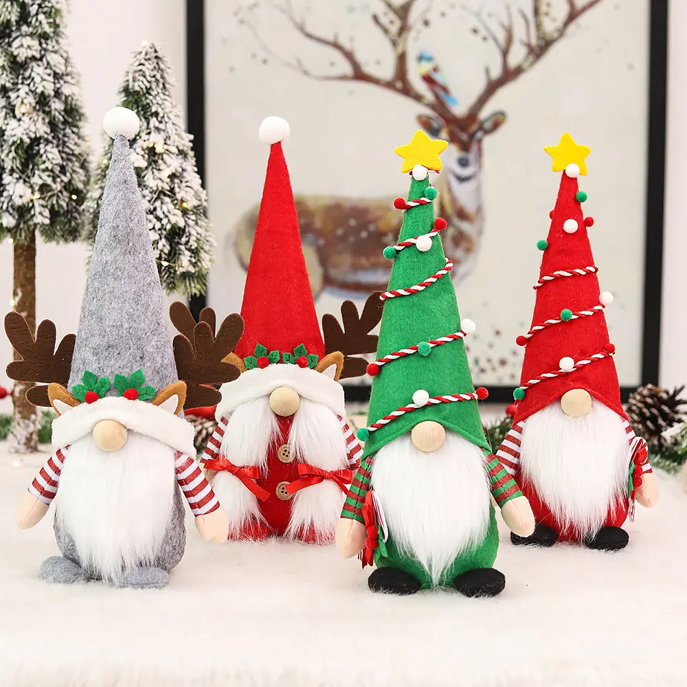 Hot Selling 2024 Fluwelen Kerstversieringen Navidad Xmas Tomte Dwerg Poppen Pluche Elf Kabouters Voor Kerstfeest Decoratie