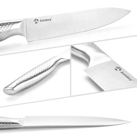 Offre Spéciale : Ensemble de 5 Couteaux de Chef en Acier Inoxydable, Manche Ergonomique Creux, Lames à Bord Courbé, Conception Ambidextre, Cadeau Inclus