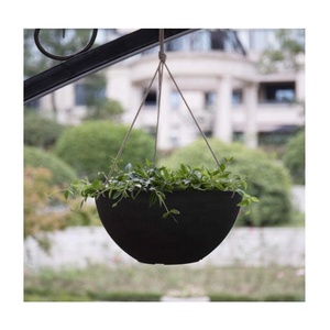 Grands pots suspendus pour plantes d'<span class=keywords><strong>extérieur</strong></span> et d'intérieur, pots à fleurs suspendus en plastique noir avec trous de drainage - Product Image 3