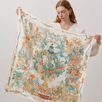 Luxe fantasiepatroon lente-wikkel sjaal modeaccessoire cadeau op maat digitaal bedrukt 100% pure zijden vierkante sjaal voor dames