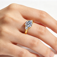 Bague en Moissanite couleur D 2 carats, argent sterling S925, taille brillant rond, Moissanite VVS1, bague de mariage pour femme, vente en gros d'usine.