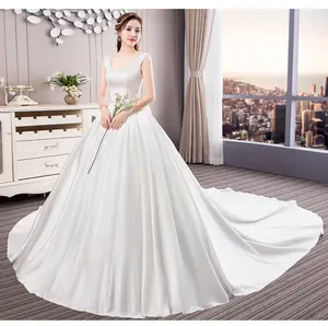 Wholesale custom light wedding dress new dress with chest simple French train women