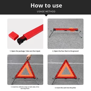 Kit de Seguridad Vial Estándar Nacional - Señal de Advertencia Triangular de Emergencia Reflectante Roja (Plástico) para Inspección de Automóviles y Averías - Product Image 4