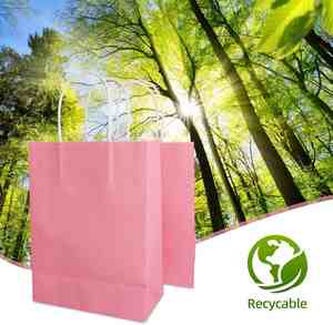 Bolsas Pequeñas de Papel Kraft Rosa con Asas para Recuerdos de Fiesta de Cumpleaños, Bodas, Compras, Negocios, Regalos, Manualidades - Product Image 5