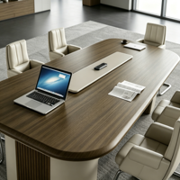 Ensemble de table et chaises de conférence modernes pour 6 à 8 personnes, table de réunion de bureau en bois rectangulaire, mobilier de salle de conférence