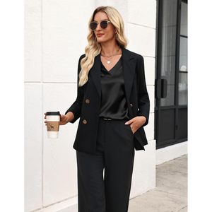 FOXA Débardeur en satin de soie pour femme, col en V, sans manches, chemisier décontracté, coupe régulière, chemise d'été - Product Image 4