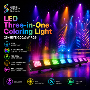 Barra de luz LED RGB profesional de 200x3W con 8 ojos, función dual, luz de fondo para escenario, control DMX512 de 40 zonas, para DJ, discoteca y fiestas - Product Image 2